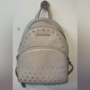 Michael Kors Abby MED Studded Gray Pebble Leather Mini Backpack